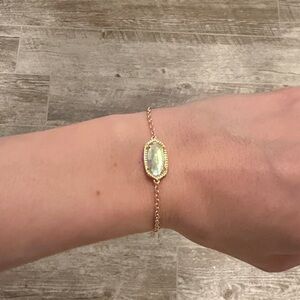 Kendra Scott Gold Chain Bracelet with Green Gemstone worn once